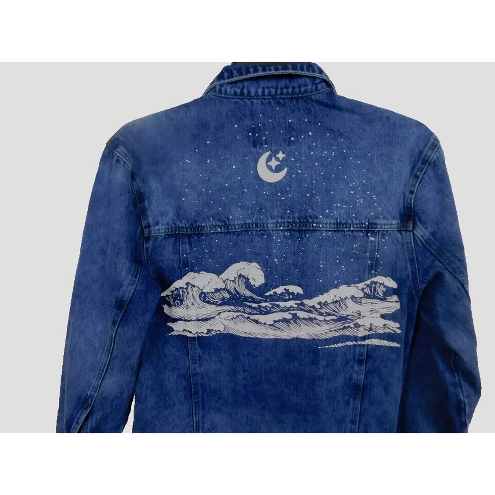 Revolt Tubbo Celestial Moment By the Sea Denim Jacket Full Zip Painted 2XL (2X) - Picture 7 of 12